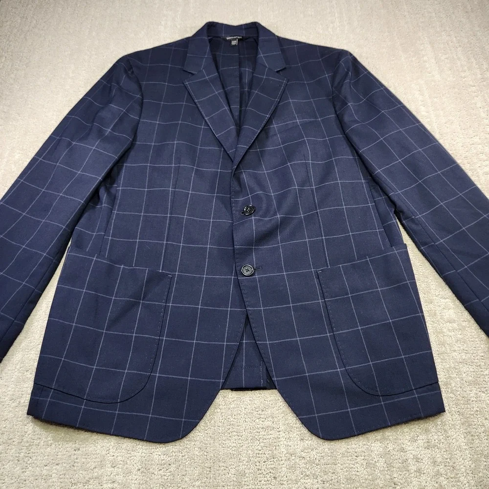 Banana Republic Blazer Men 44R Slim Fit Smart Weight Performance Wool Blend Navy